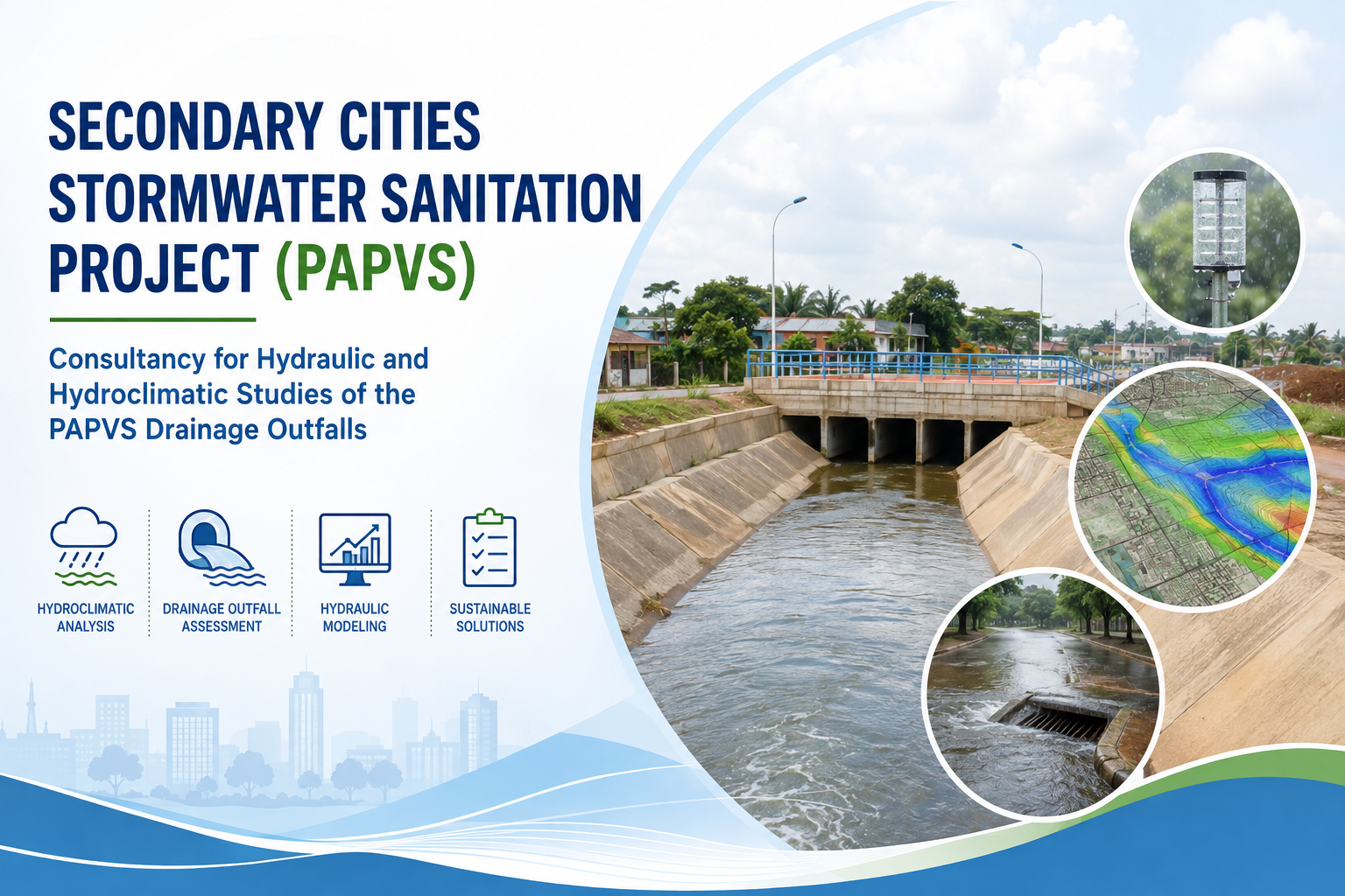 Projet d’Assainissement Pluvial des Villes Secondaires (PAPVS) : Mission d’études hydrauliques et hydroclimatiques des exutoires du PAPVS